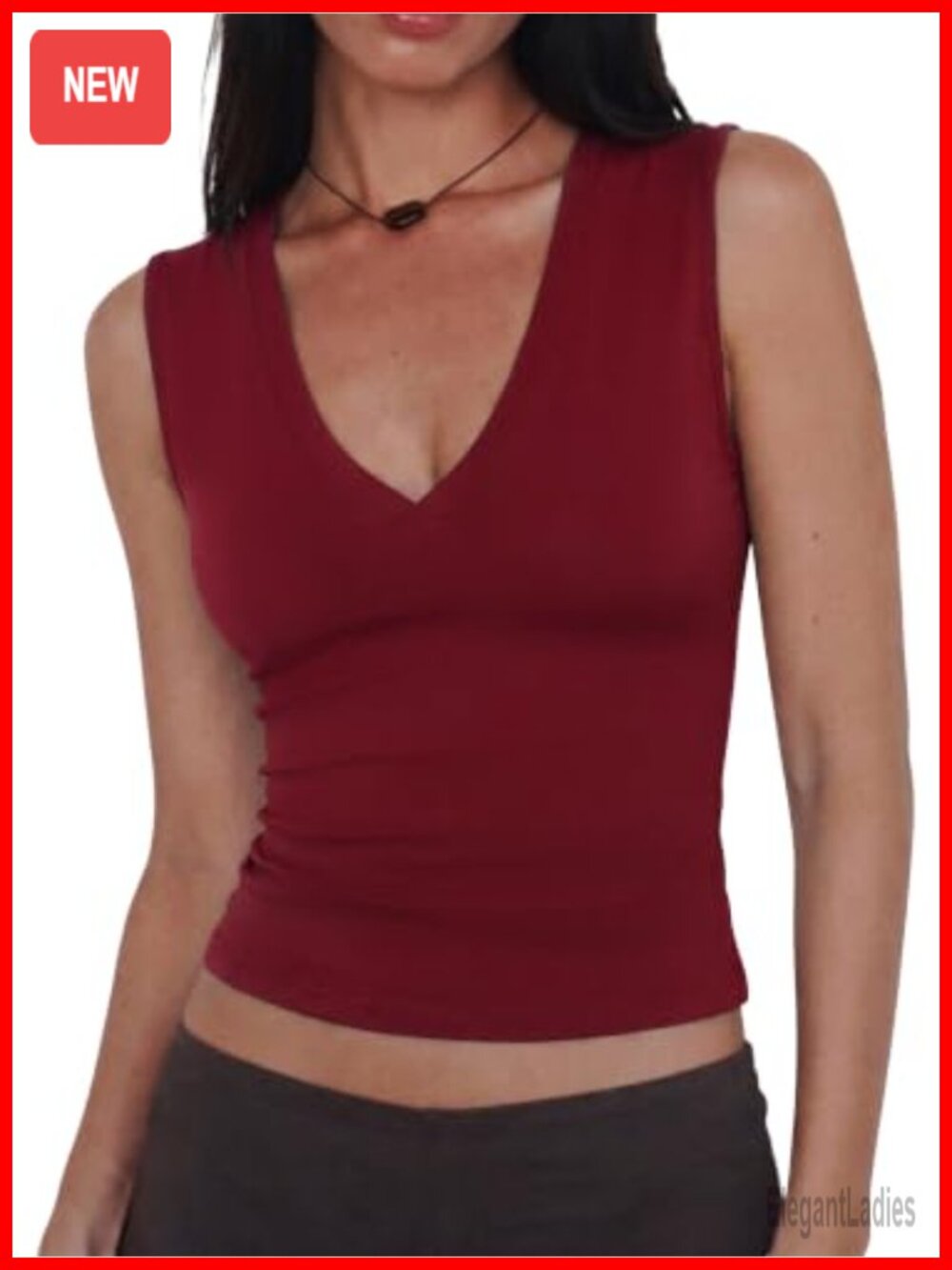 Womens V-Neck Sleeveless Tank Top Stretch Rayon Spandex Summer Casual Basic Top